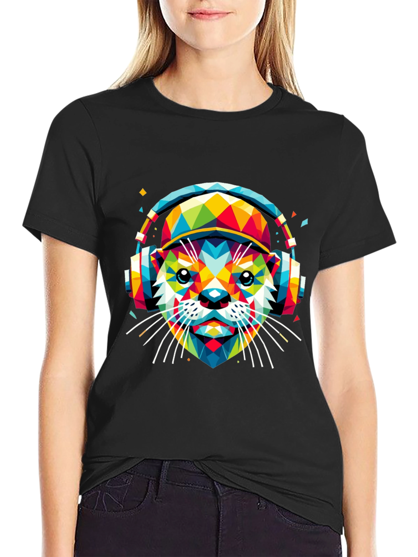 Vibrant Geometric Otter Graphic Tee