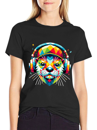 Vibrant Geometric Otter Graphic Tee