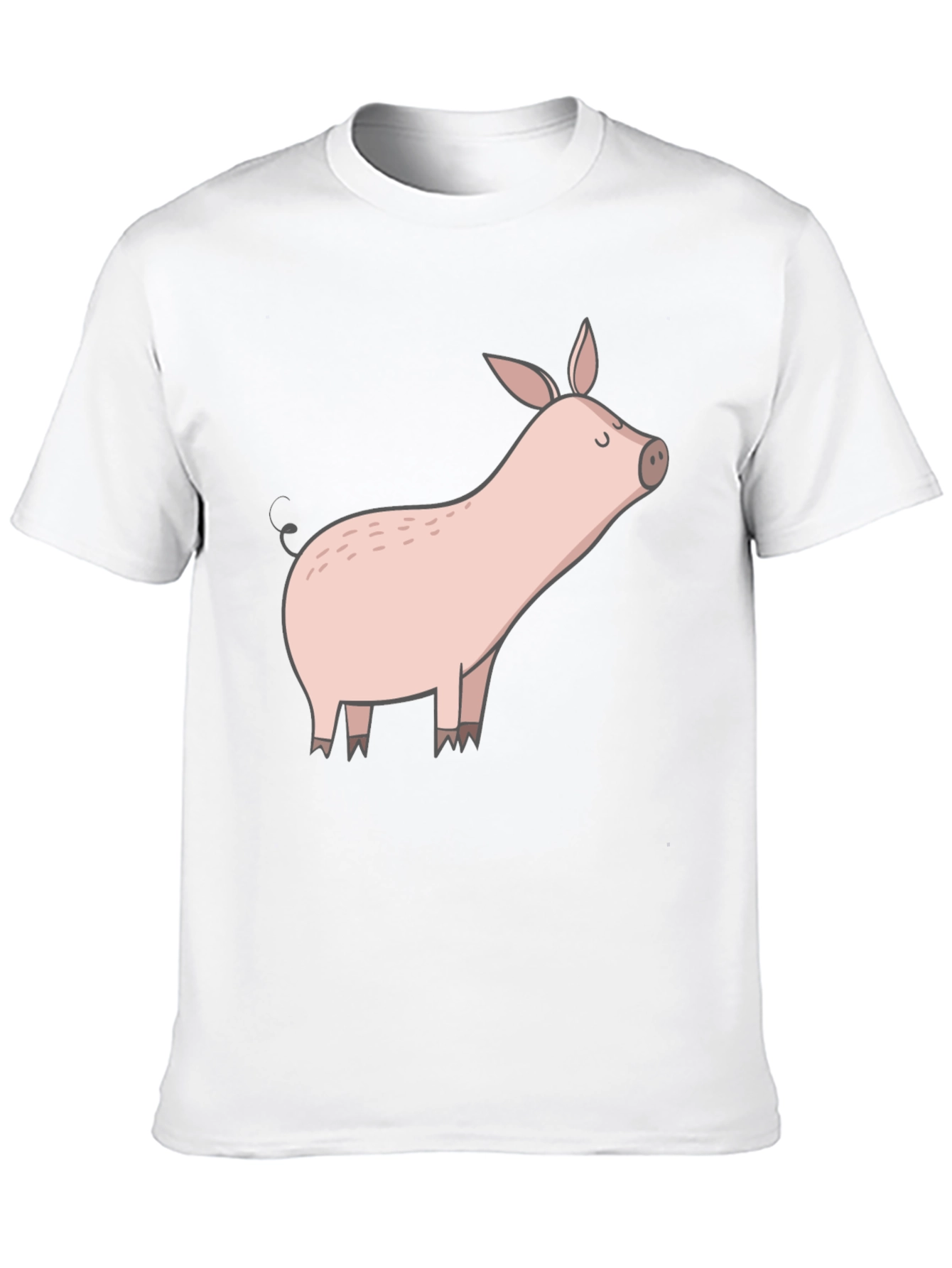 Black T-Shirt with Cute Pig Graphic