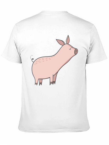 Black T-Shirt with Cute Pig Graphic
