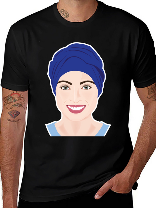 Womens Turban Nurse Graphic Tee - Black Cotton