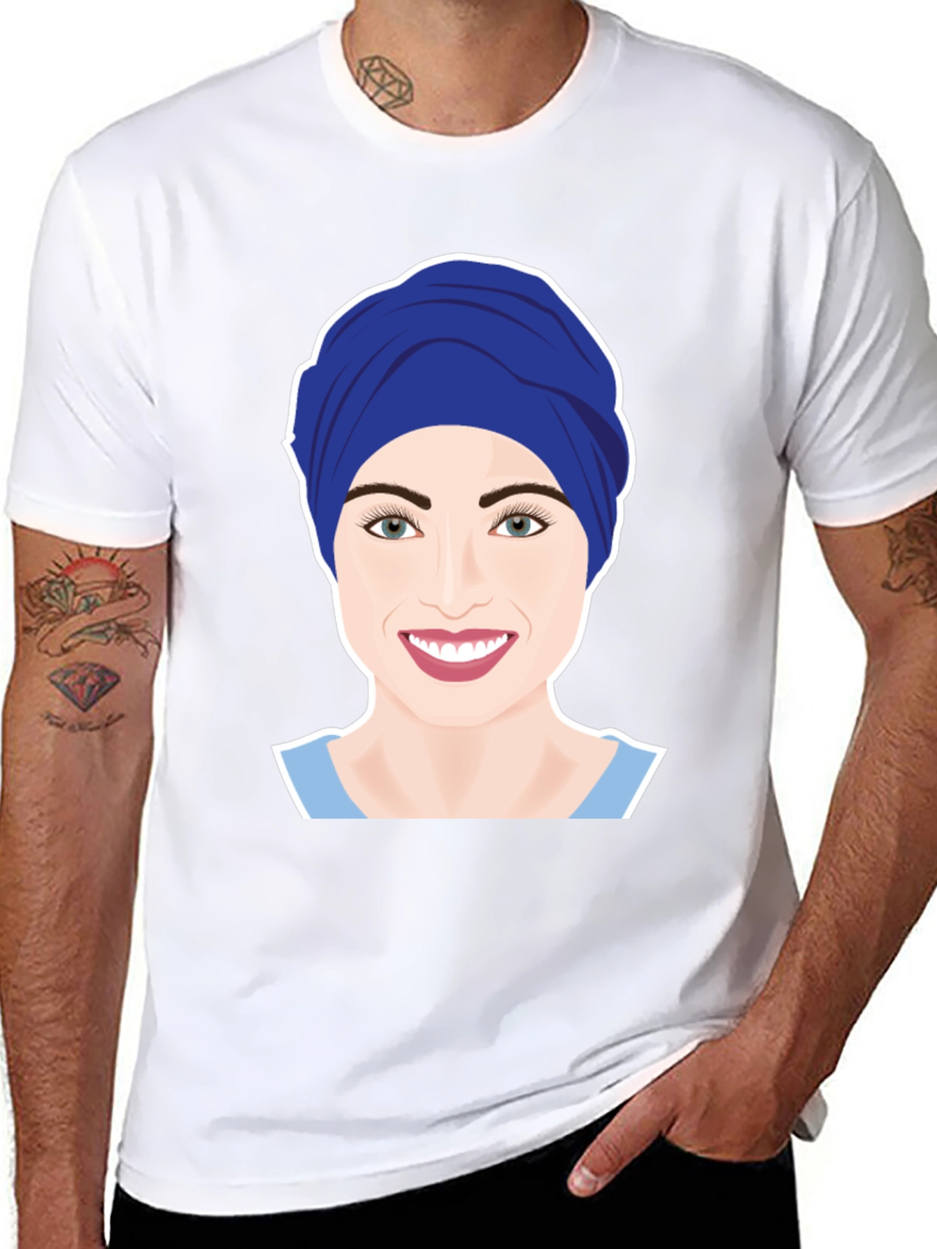 Womens Turban Nurse Graphic Tee - Black Cotton