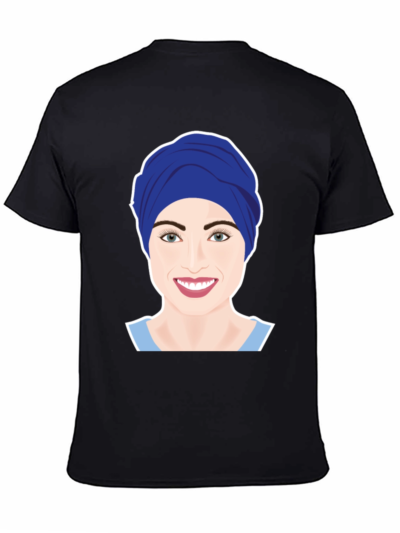 Womens Turban Nurse Graphic Tee - Black Cotton