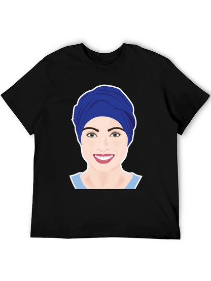 Womens Turban Nurse Graphic Tee - Black Cotton