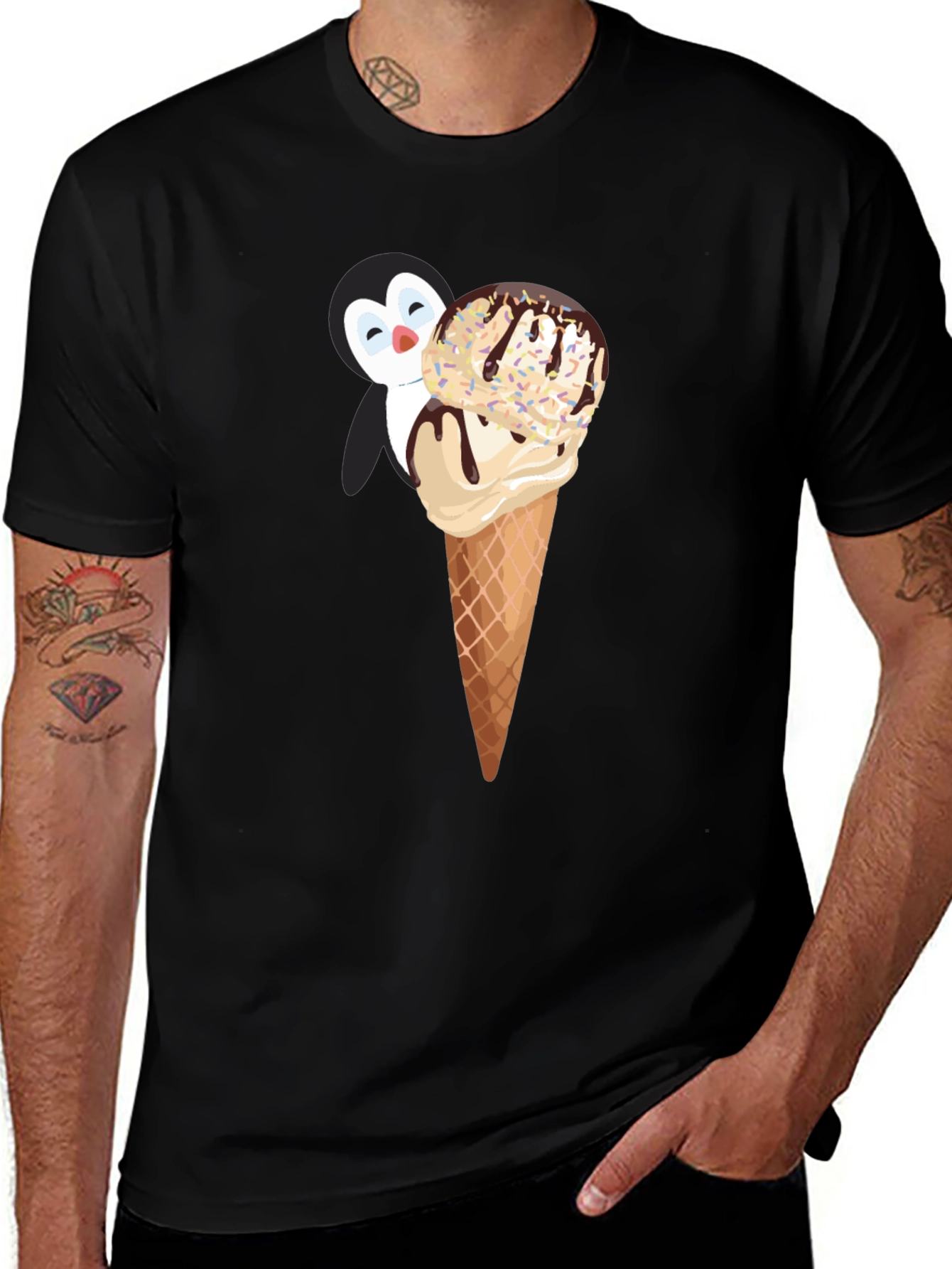 Penguin Ice Cream T-Shirt - Whimsical & Fun Design