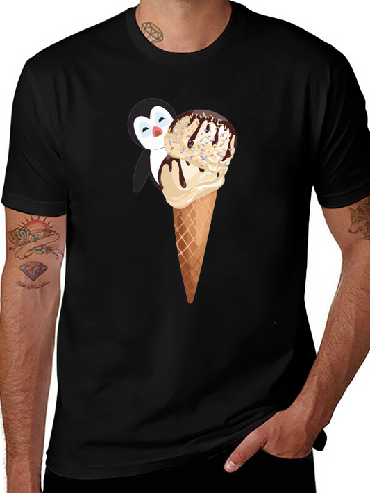 Penguin Ice Cream T-Shirt - Whimsical & Fun Design