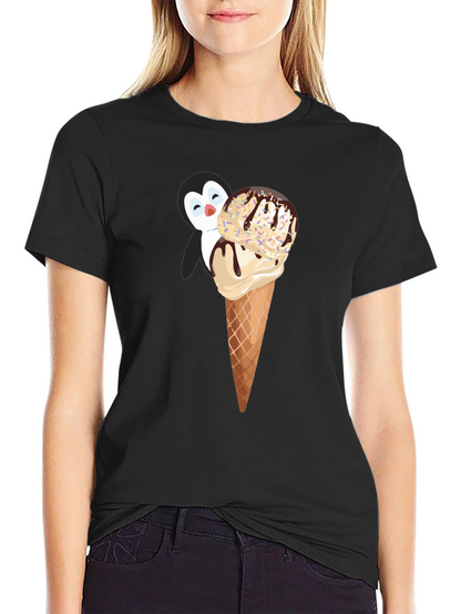 Penguin Ice Cream T-Shirt - Whimsical & Fun Design