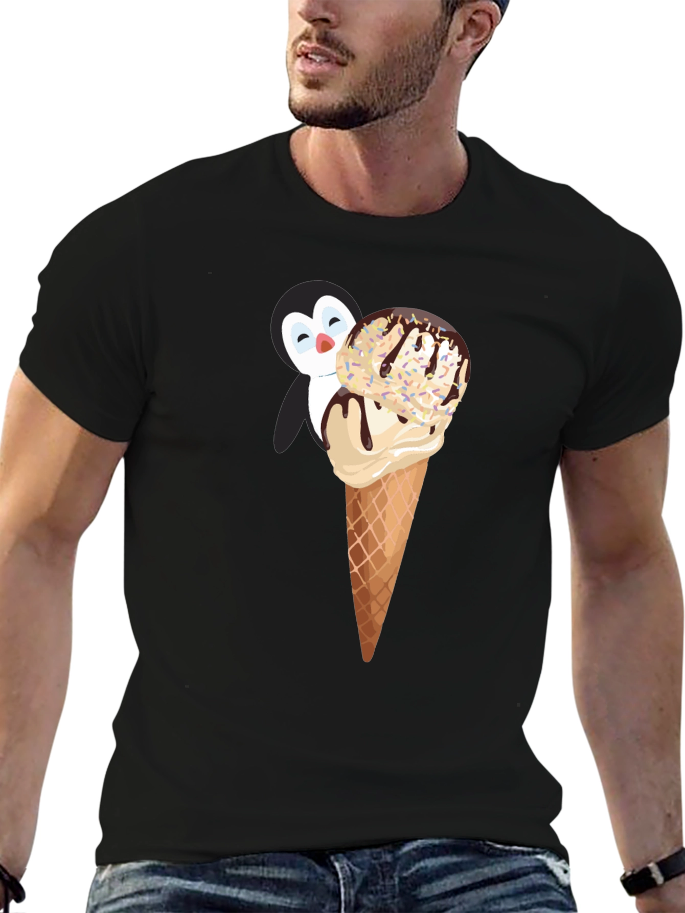 Penguin Ice Cream T-Shirt - Whimsical & Fun Design