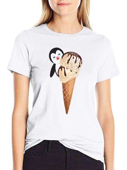 Penguin Ice Cream T-Shirt - Whimsical & Fun Design