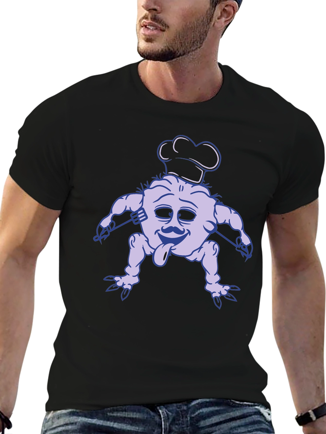 Chef Monster Graphic Tee - Black Cotton T-Shirt