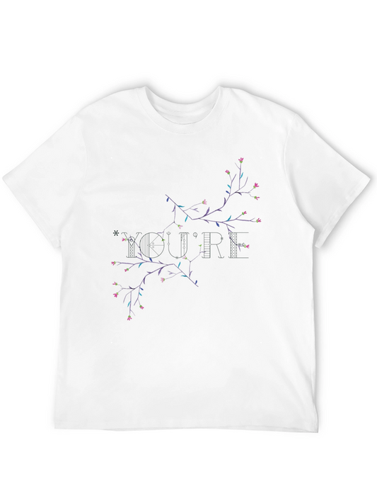 Floral Branch Print Black Crewneck T-Shirt