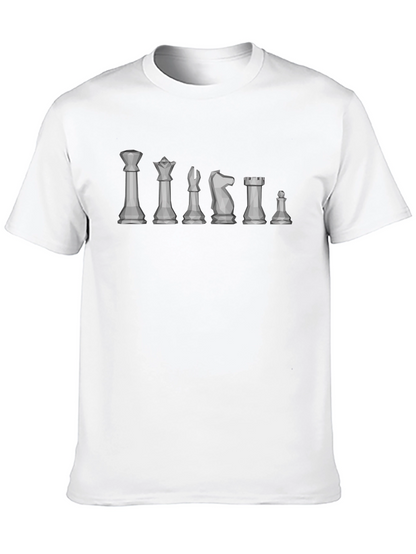Chess Piece Lineup T-Shirt - Geometric Design