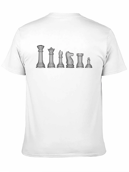 Chess Piece Lineup T-Shirt - Geometric Design