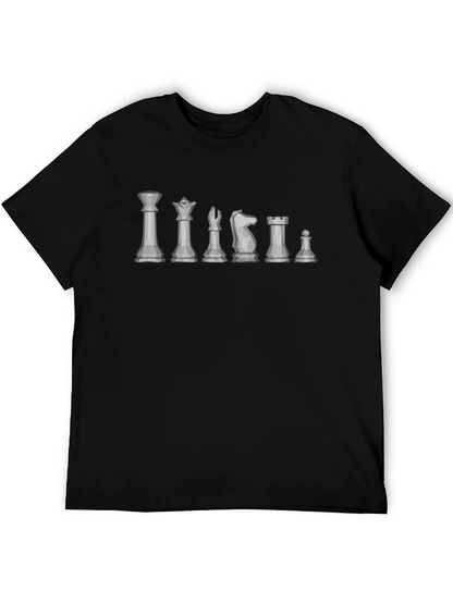 Chess Piece Lineup T-Shirt - Geometric Design