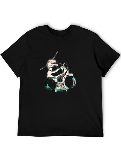 Abstract Skull Graphic Print Black T-Shirt
