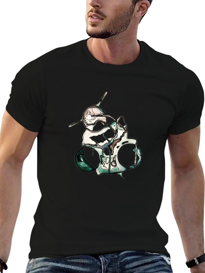 Abstract Skull Graphic Print Black T-Shirt