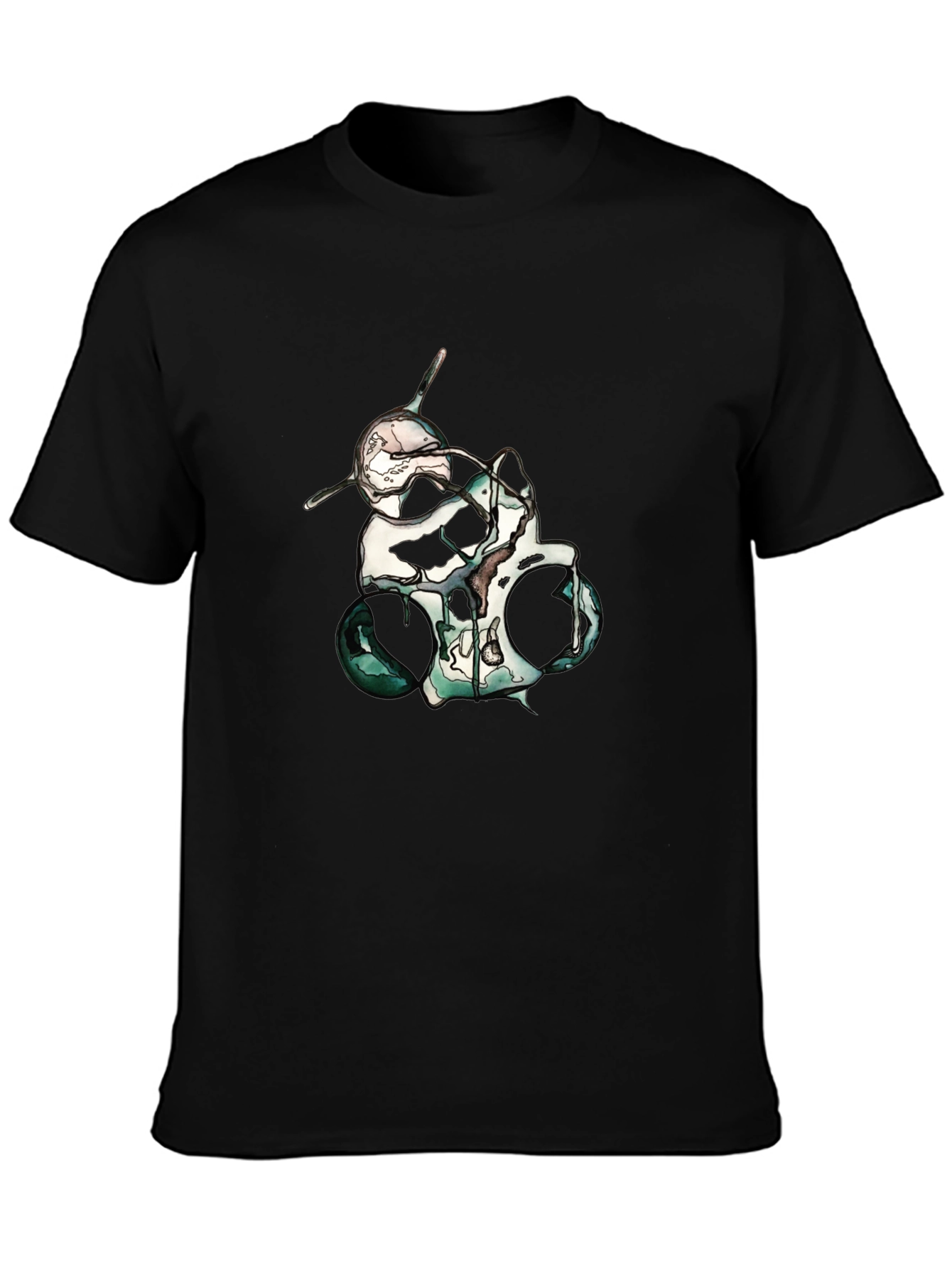 Abstract Skull Graphic Print Black T-Shirt