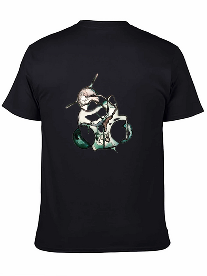 Abstract Skull Graphic Print Black T-Shirt