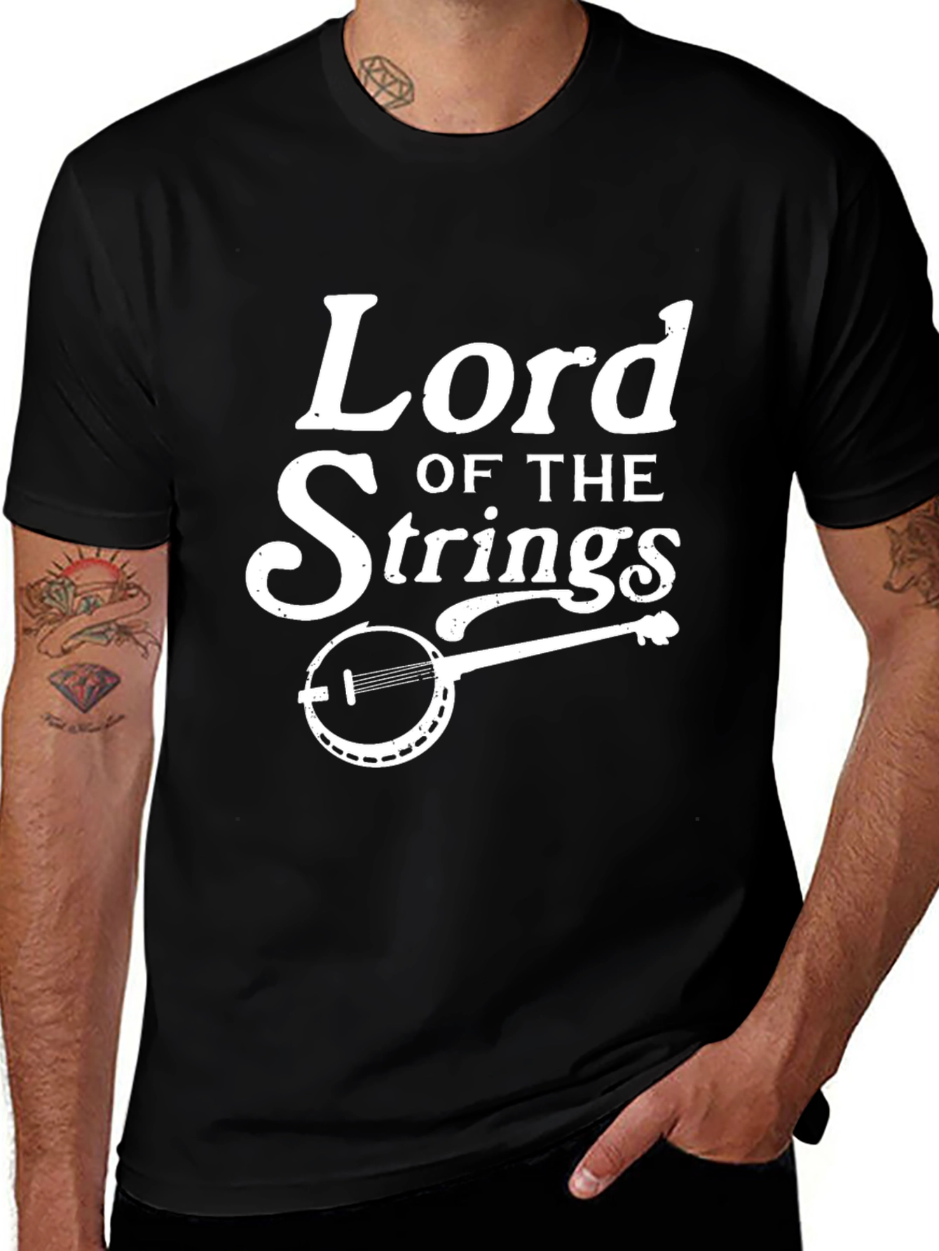 Lord of the Strings Black Graphic Tee