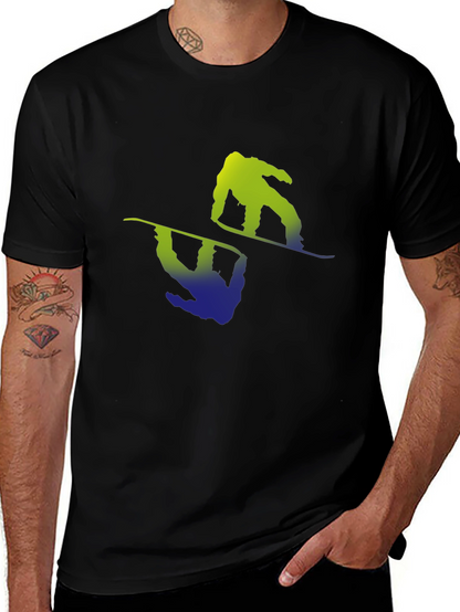 Snowboarder Graphic Tee - Black Cotton Blend Shirt