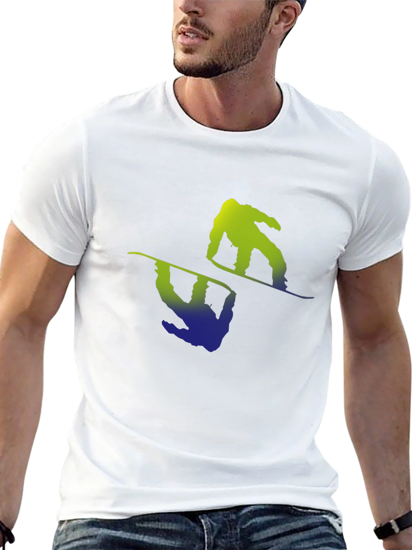 Snowboarder Graphic Tee - Black Cotton Blend Shirt