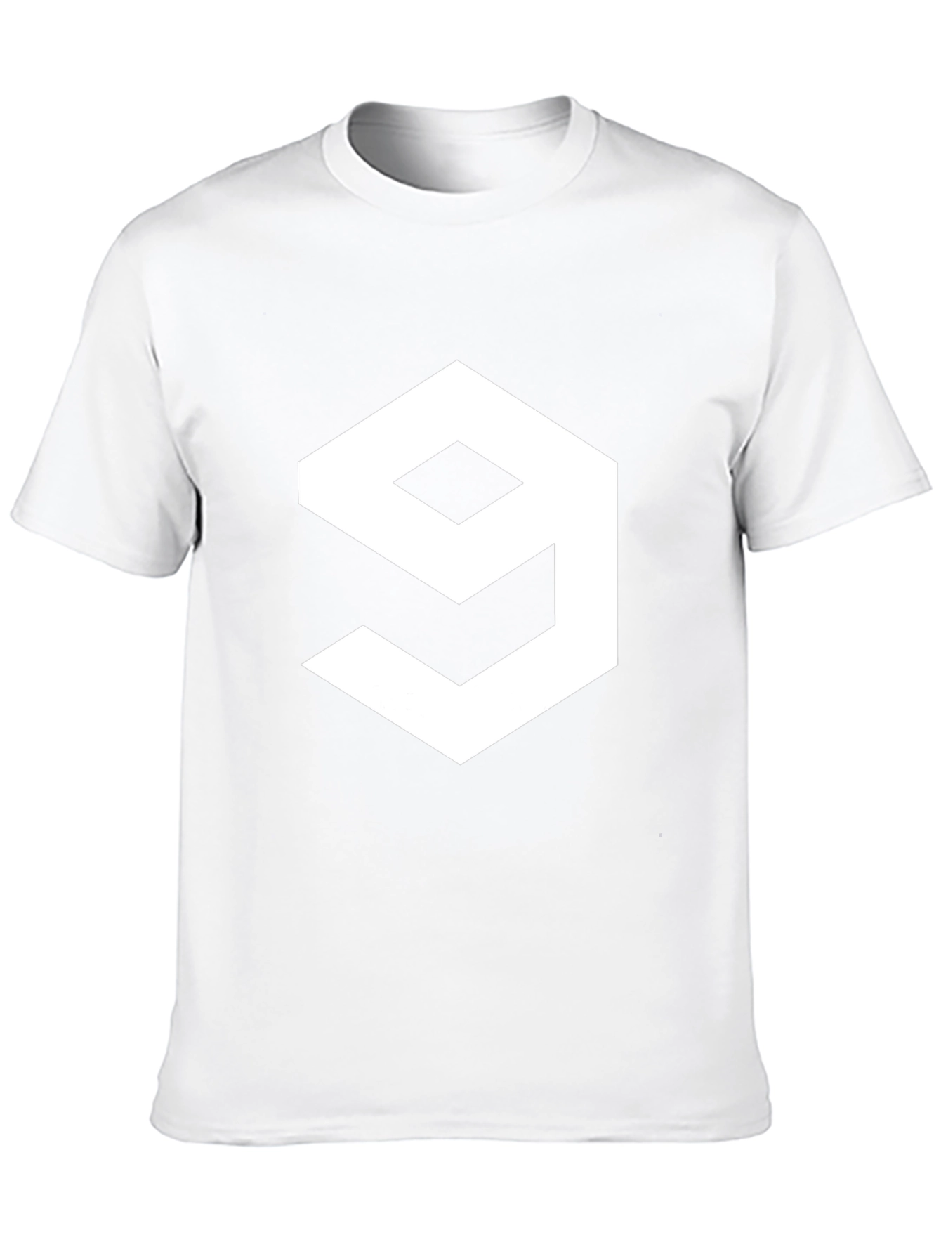 Geometric Number 9 Graphic Tee - Casual Black T-Shirt