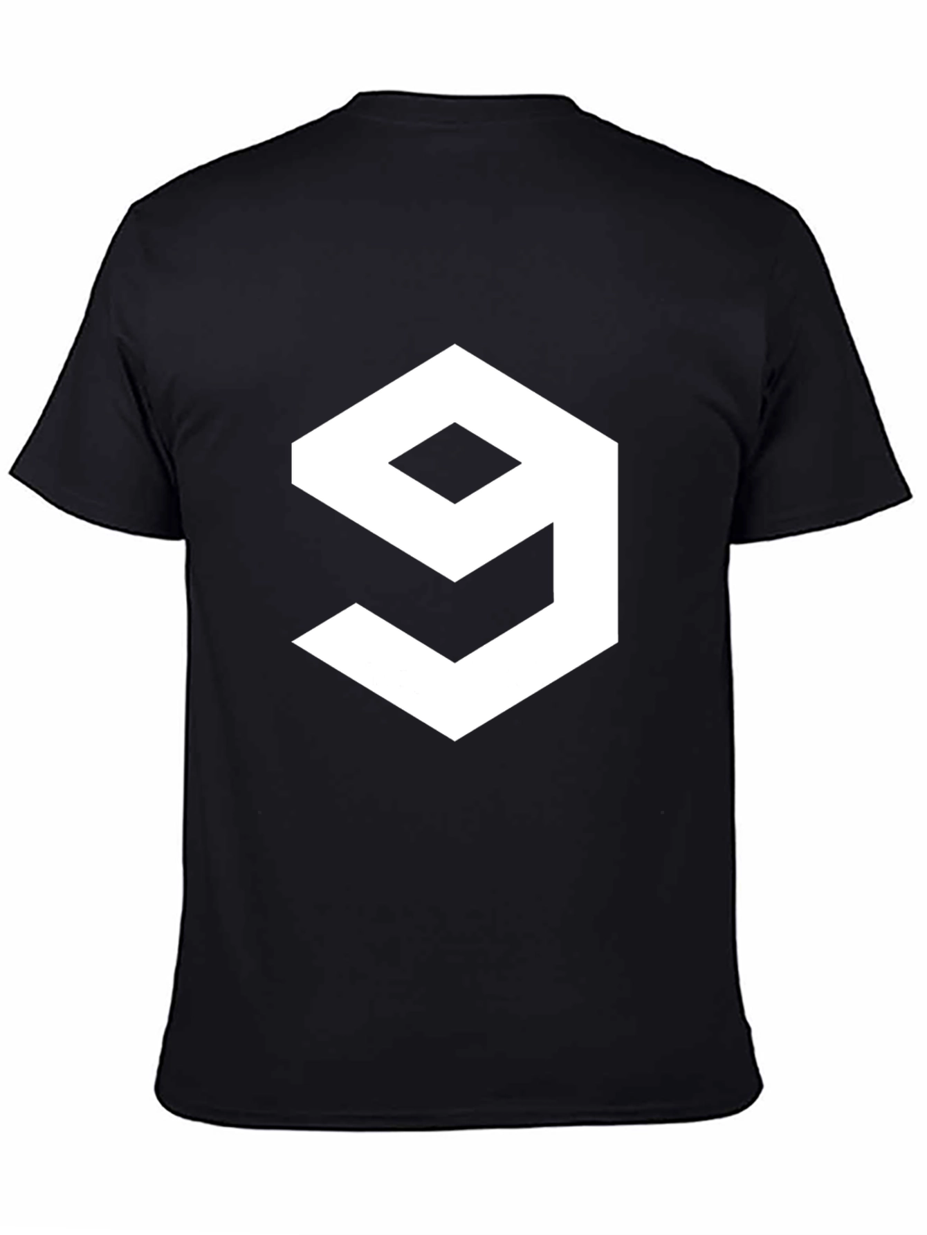 Geometric Number 9 Graphic Tee - Casual Black T-Shirt