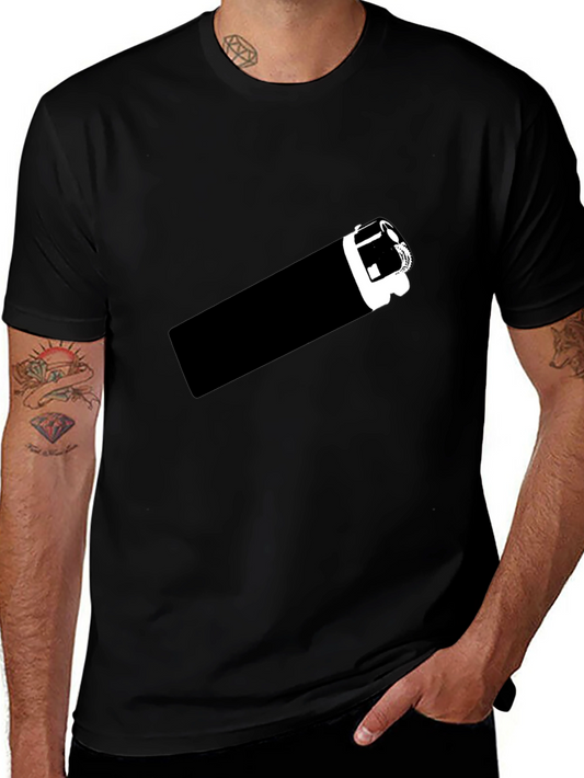 Black T-Shirt with Graphic Lighter Print