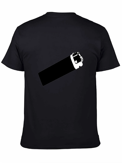Black T-Shirt with Graphic Lighter Print
