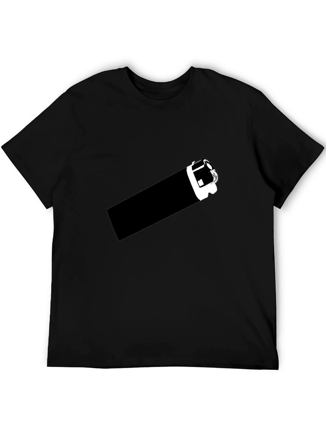 Black T-Shirt with Graphic Lighter Print