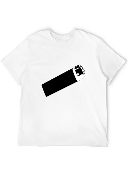Black T-Shirt with Graphic Lighter Print