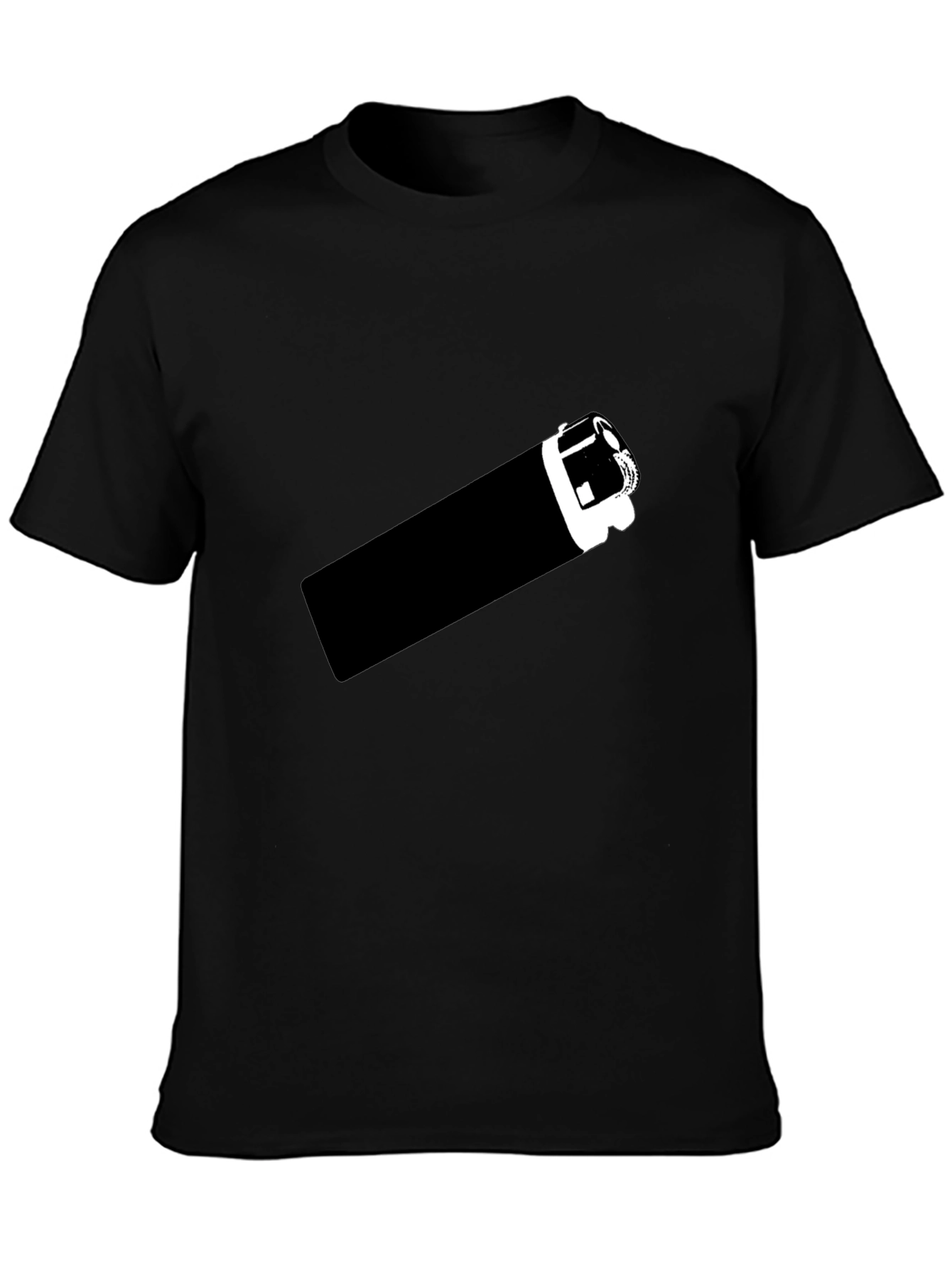 Black T-Shirt with Graphic Lighter Print