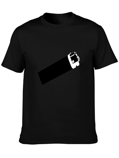 Black T-Shirt with Graphic Lighter Print
