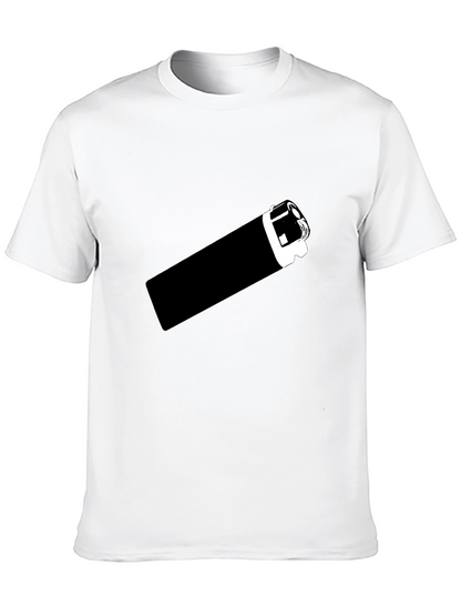 Black T-Shirt with Graphic Lighter Print