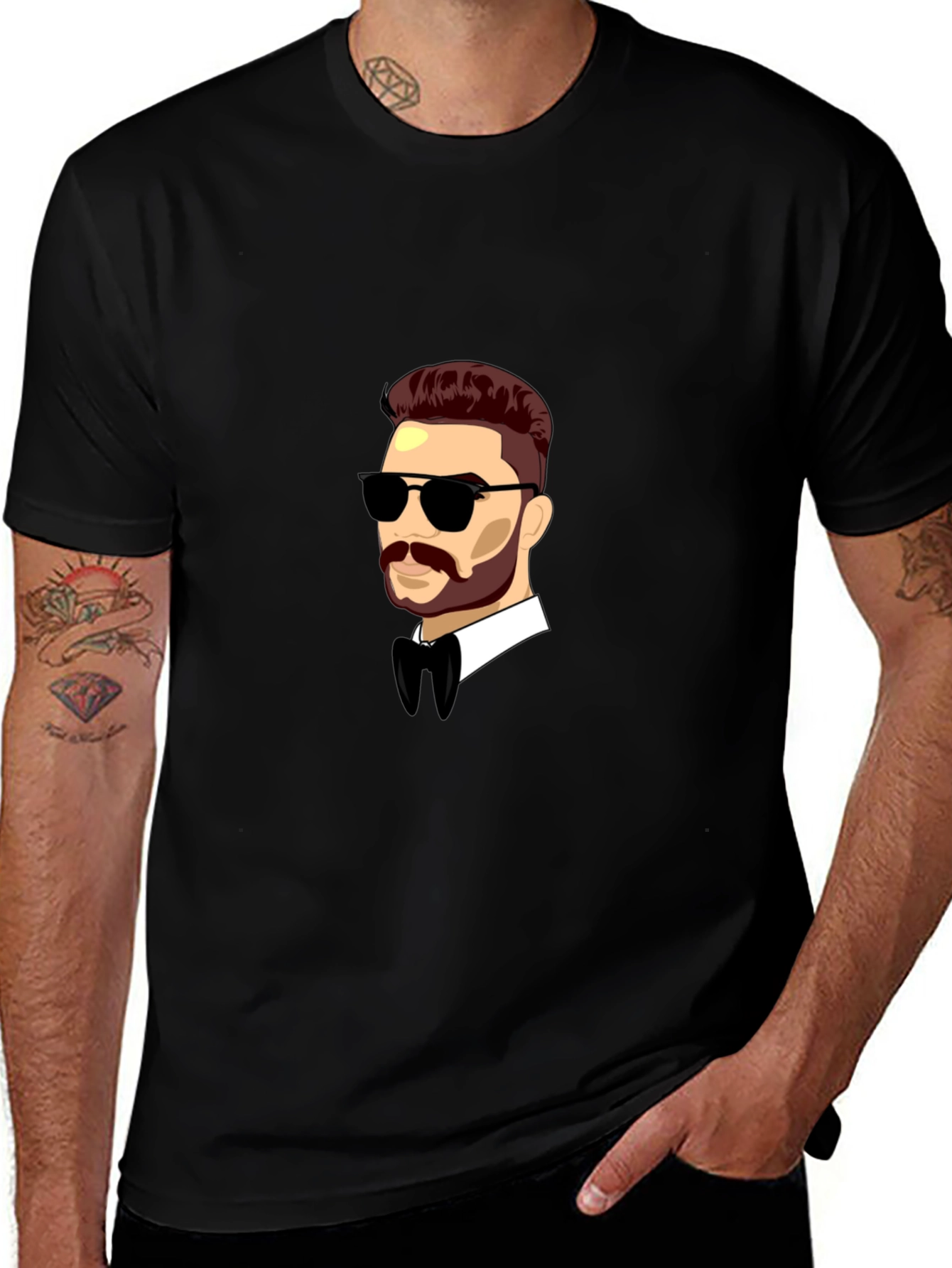 Cool Cartoon Man Black T-Shirt