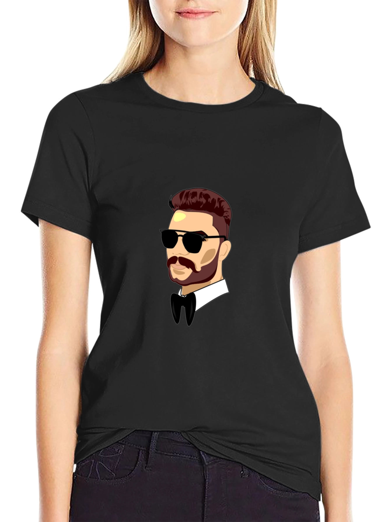 Cool Cartoon Man Black T-Shirt