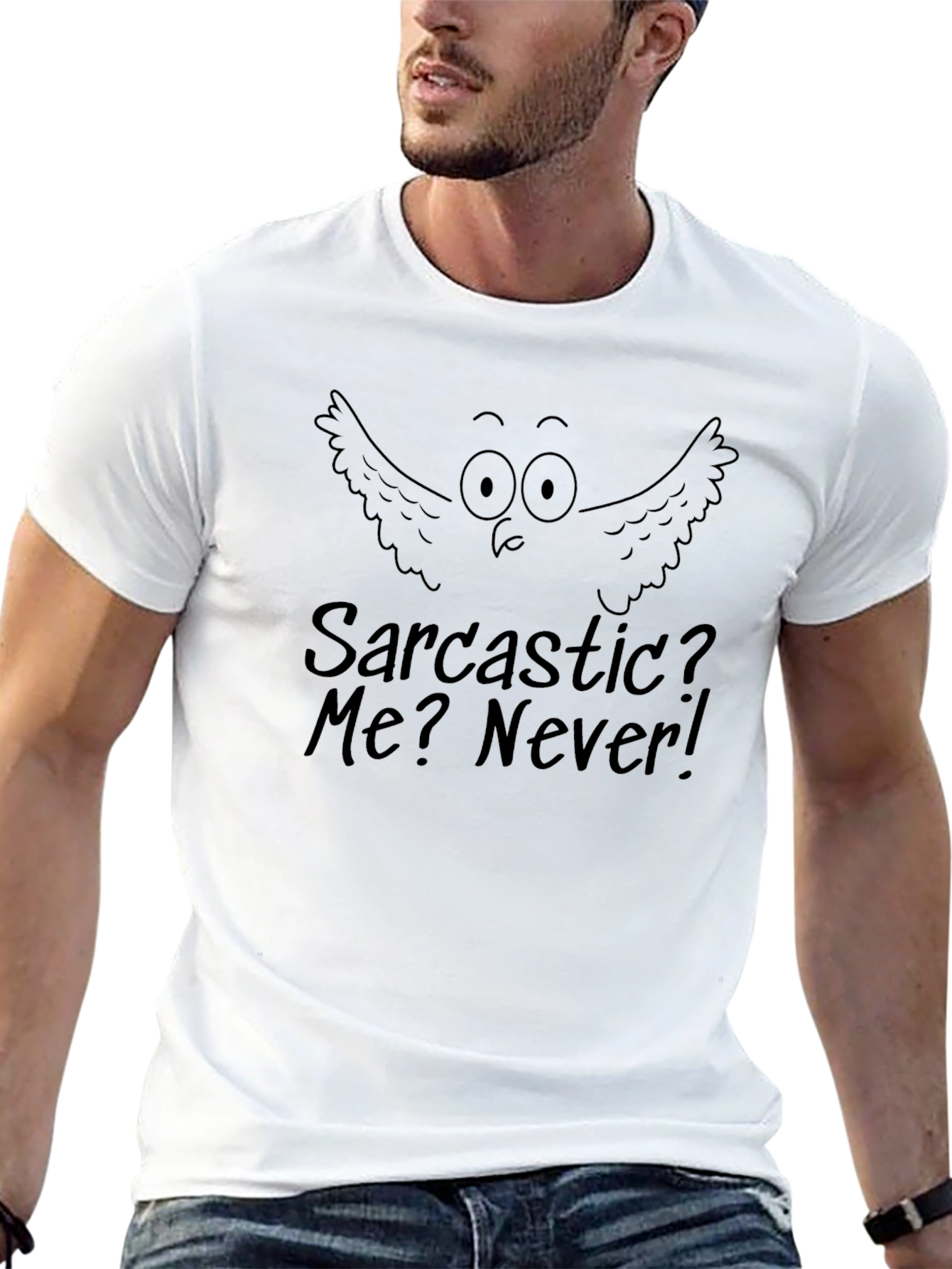 Sarcastic Owl Graphic Tee - Funny Mens Black T-Shirt