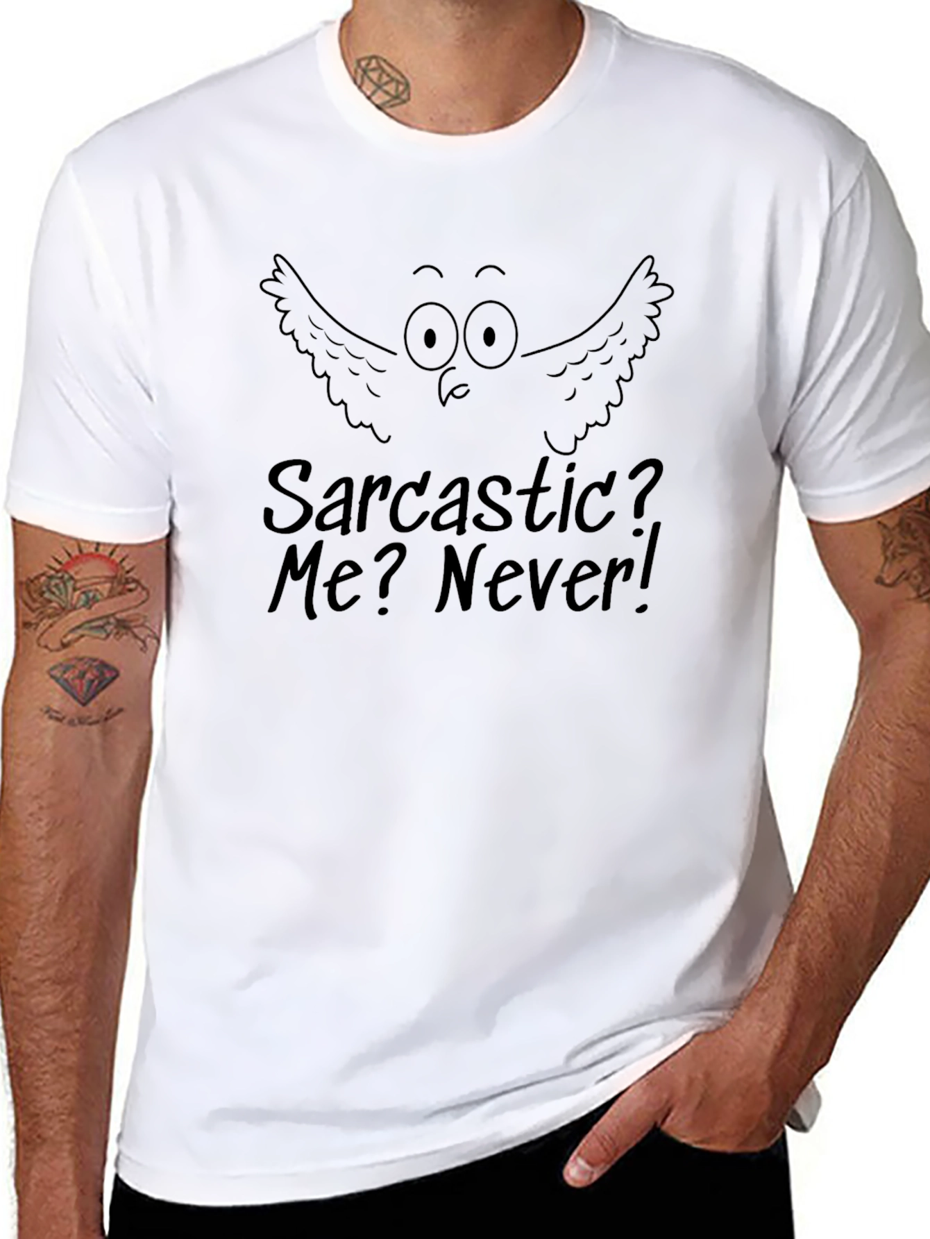 Sarcastic Owl Graphic Tee - Funny Mens Black T-Shirt