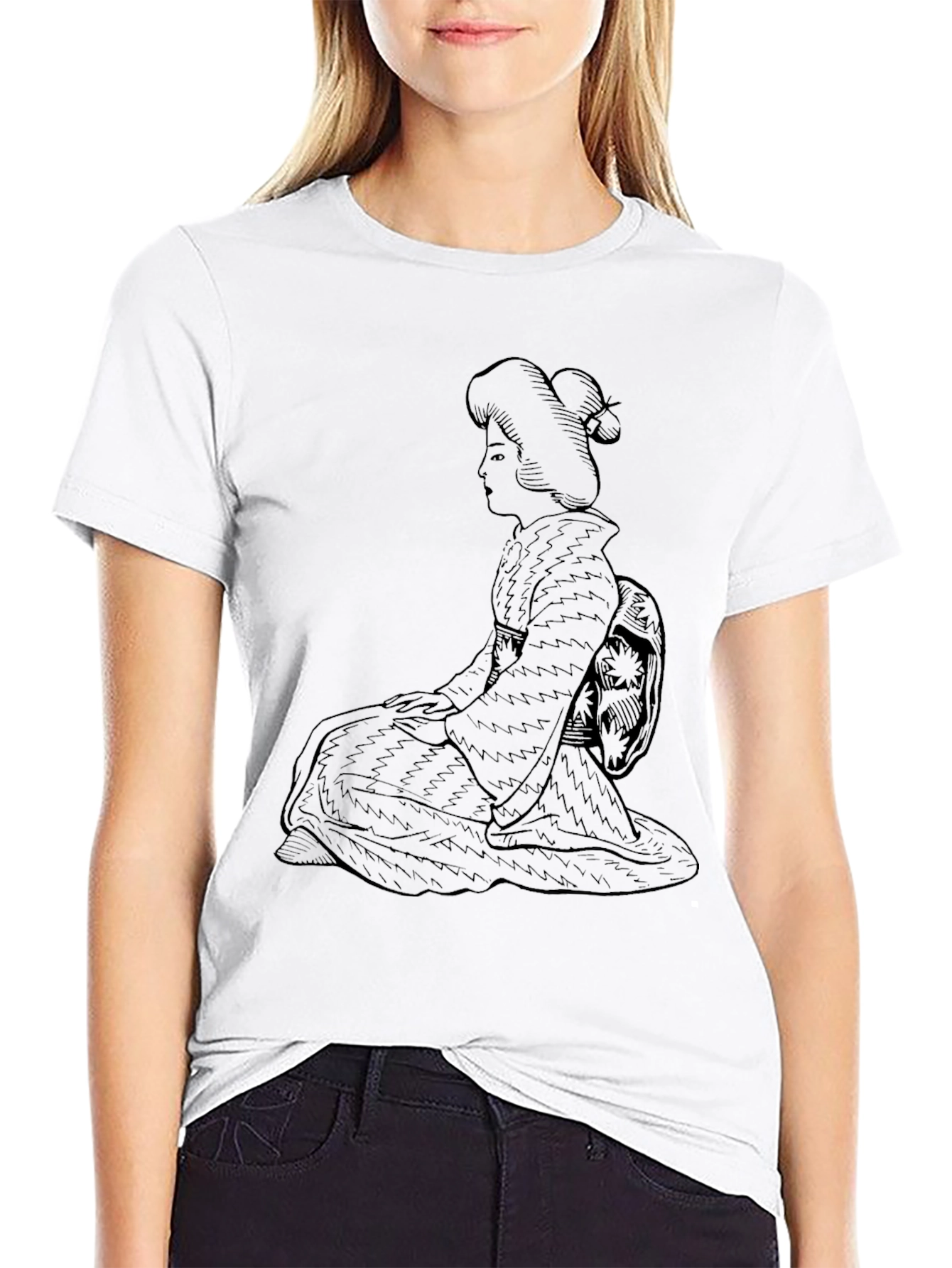 Black Geisha Graphic Tee - Unique Japanese Style