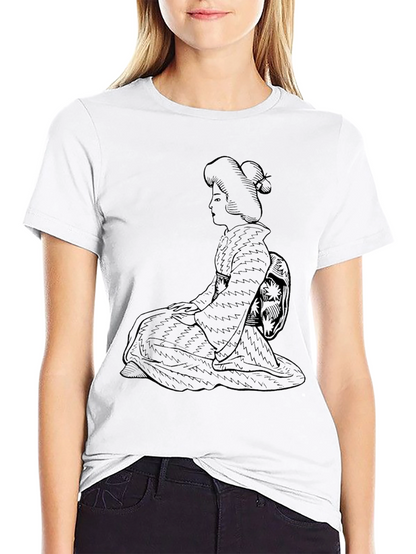 Black Geisha Graphic Tee - Unique Japanese Style