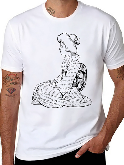 Black Geisha Graphic Tee - Unique Japanese Style