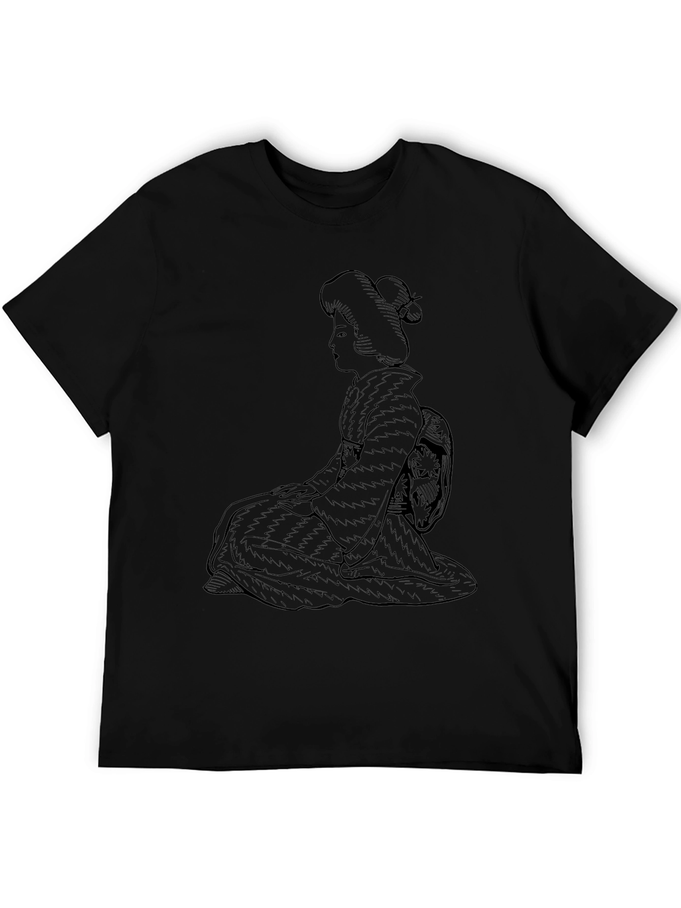 Black Geisha Graphic Tee - Unique Japanese Style