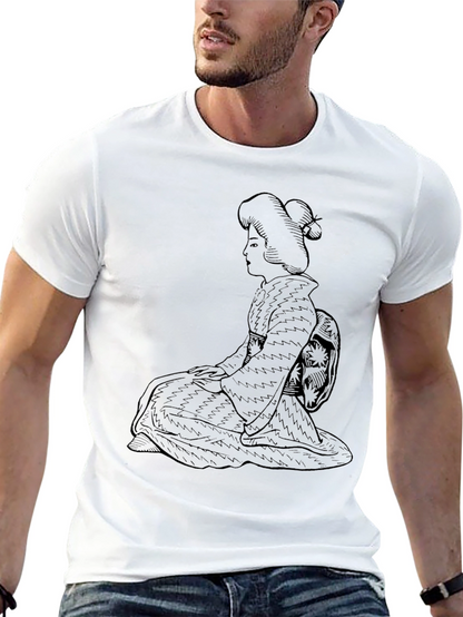 Black Geisha Graphic Tee - Unique Japanese Style