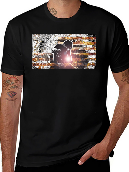 Graphic Print Mens Black T-Shirt