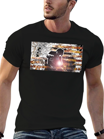 Graphic Print Mens Black T-Shirt