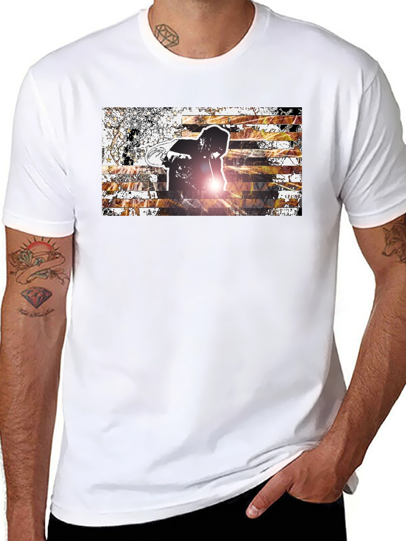 Graphic Print Mens Black T-Shirt