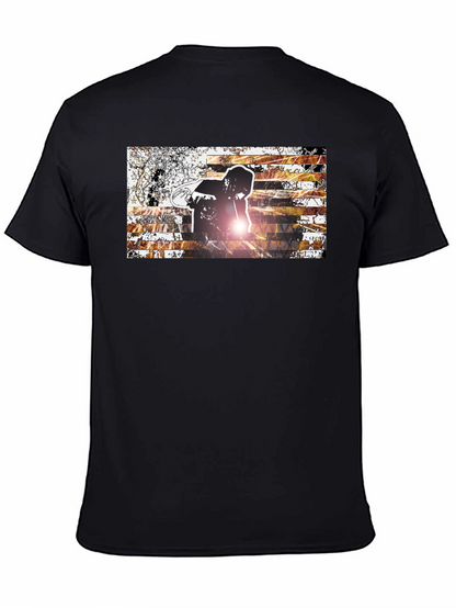 Graphic Print Mens Black T-Shirt