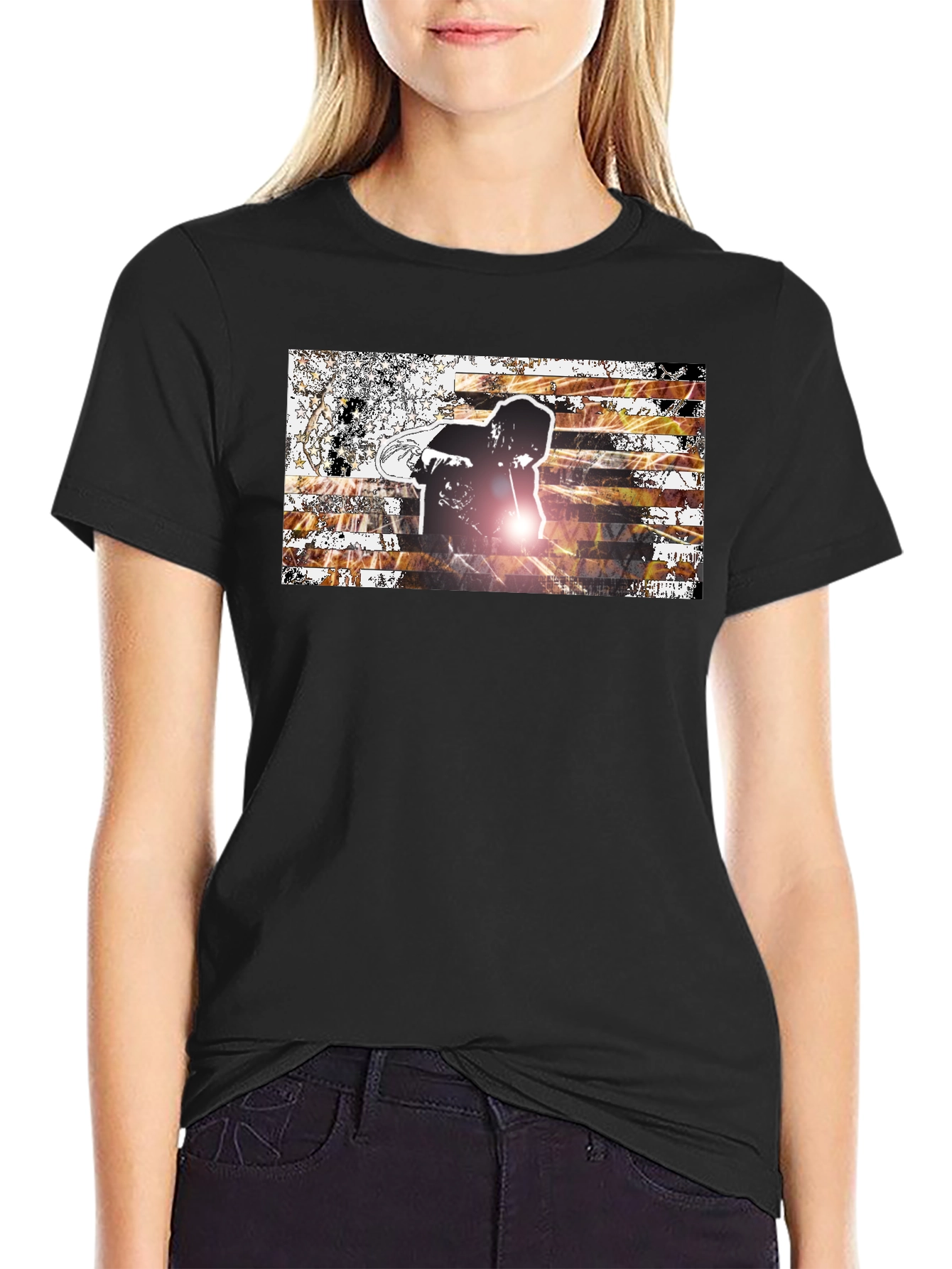 Graphic Print Mens Black T-Shirt