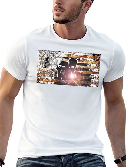 Graphic Print Mens Black T-Shirt