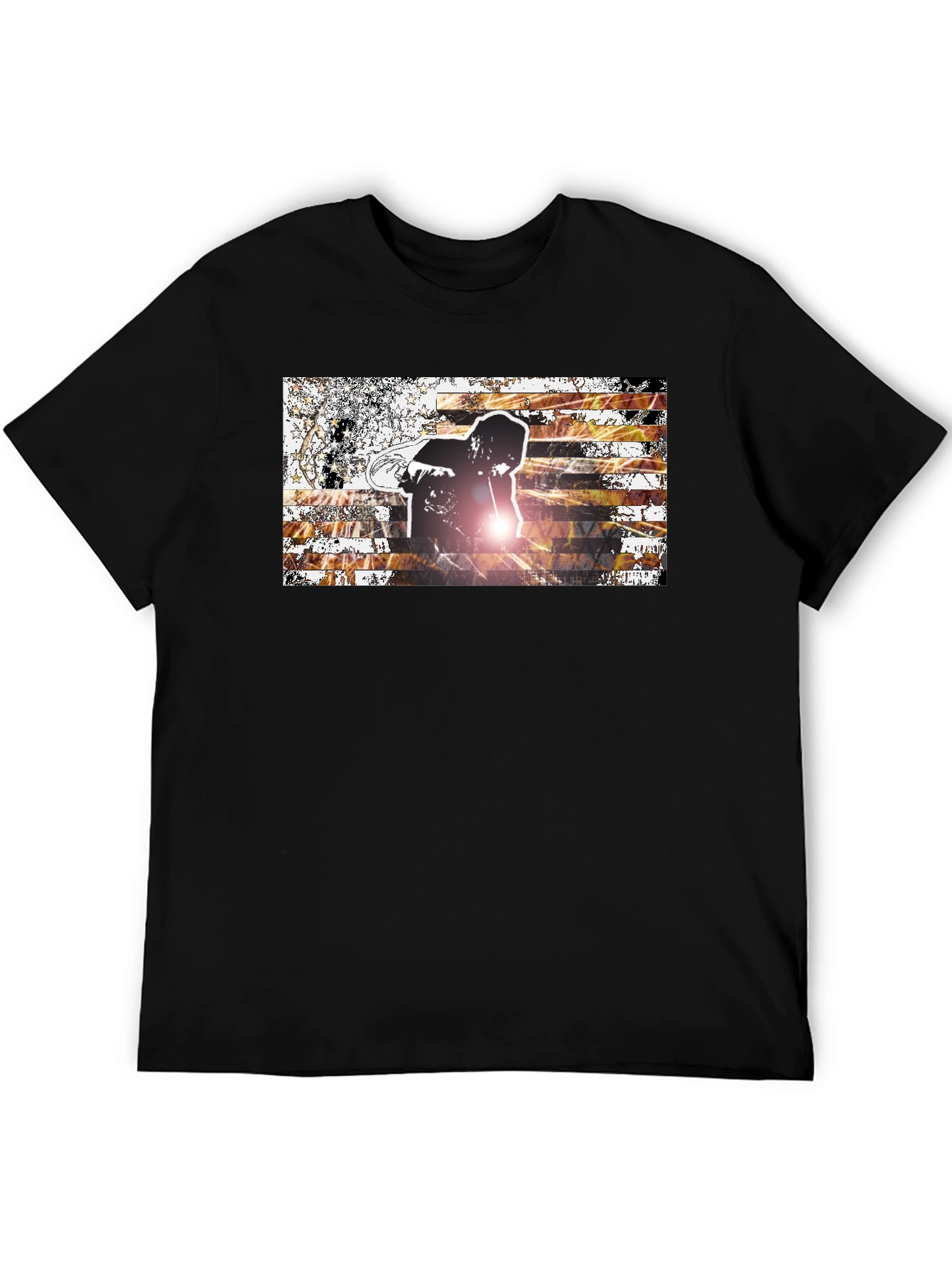 Graphic Print Mens Black T-Shirt